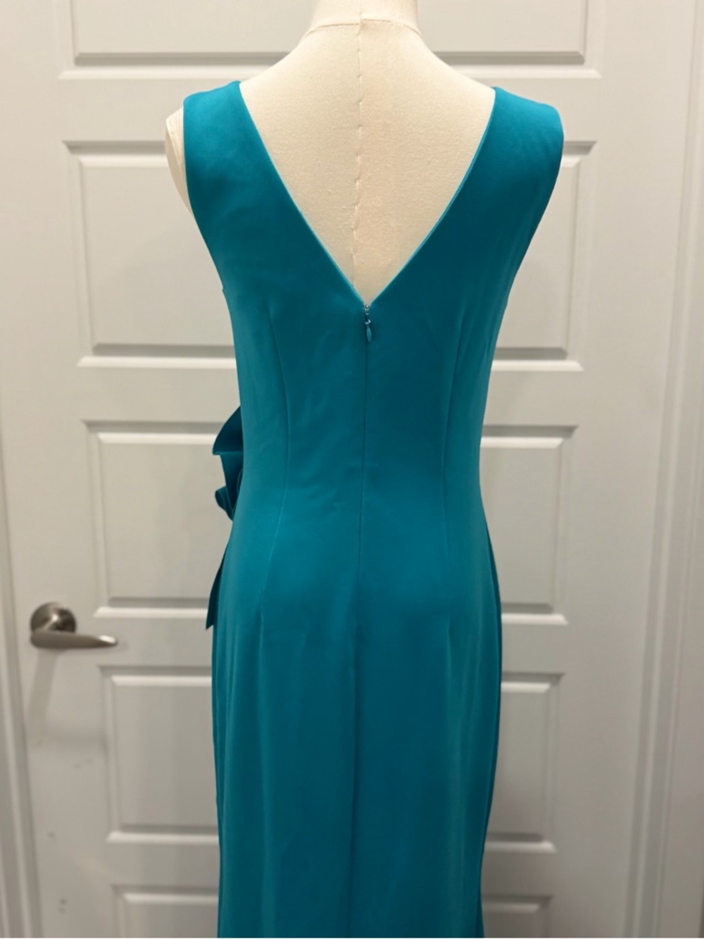 Jessica Howard Teal Sleeveless Maxi Gown with Side Ruffle Flower - Picture 6 of 10